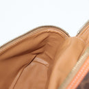 CELINE Macadam Canvas Vanity Pouch PVC Leather Brown Gold Auth yk18672V-22