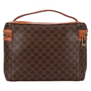 CELINE Macadam Canvas Vanity Pouch PVC Leather Brown Gold Auth yk18672V-2