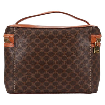 CELINE Macadam Canvas Vanity Pouch PVC Leather Brown Gold Auth yk18672V - 0