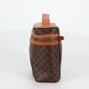 CELINE Macadam Canvas Vanity Pouch PVC Leather Brown Gold Auth yk18672V-3