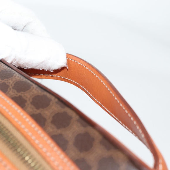 CELINE Macadam Canvas Vanity Pouch PVC Leather Brown Gold Auth yk18672V