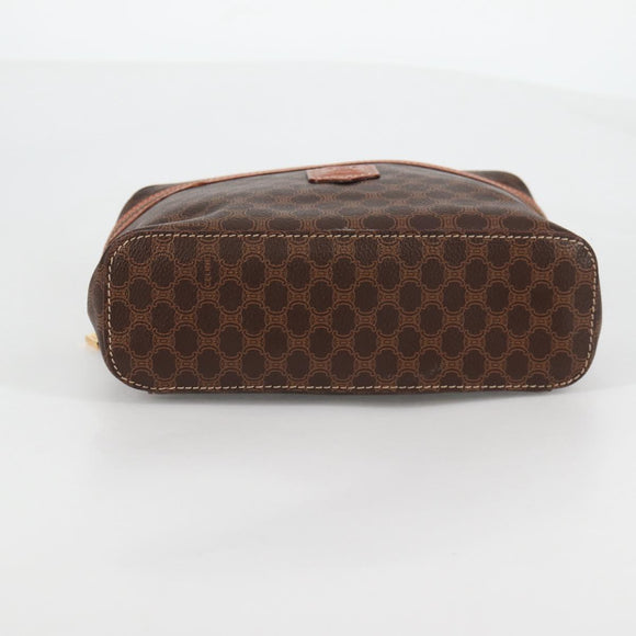 CELINE Macadam Canvas Vanity Pouch PVC Leather Brown Gold Auth yk18672V