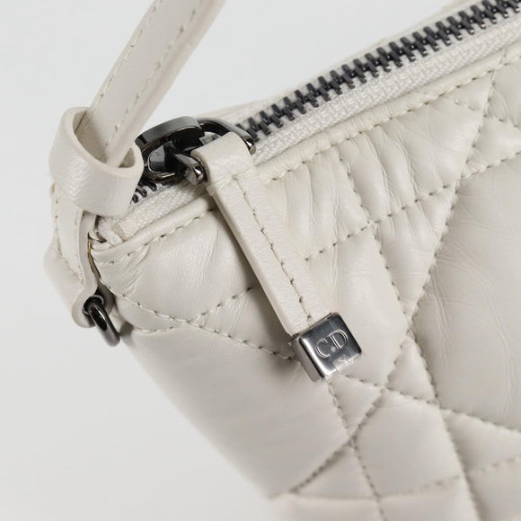 Christian Dior Canage Nomad Pouch Leather White Auth yk18674A