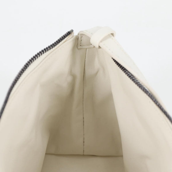 Christian Dior Canage Nomad Pouch Leather White Auth yk18674A