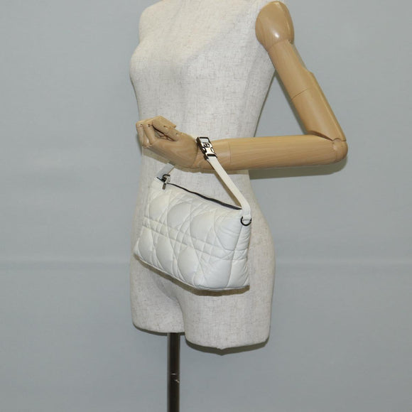 Christian Dior Canage Nomad Pouch Leather White Auth yk18674A