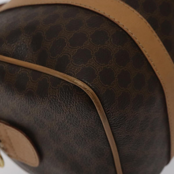 CELINE Macadam Canvas Hand Bag PVC Leather Brown Gold Auth yk18680