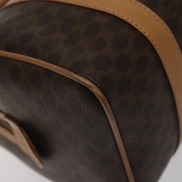 CELINE Macadam Canvas Hand Bag PVC Leather Brown Gold Auth yk18680