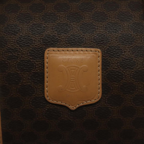 CELINE Macadam Canvas Hand Bag PVC Leather Brown Gold Auth yk18680