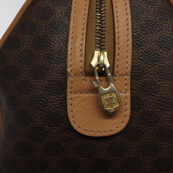 CELINE Macadam Canvas Hand Bag PVC Leather Brown Gold Auth yk18680