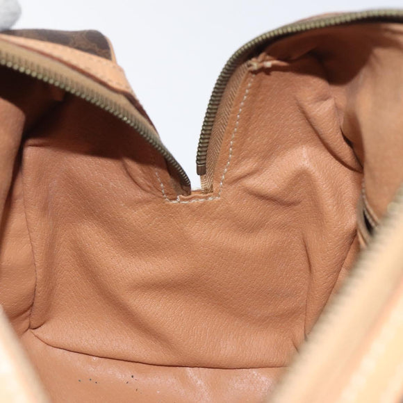 CELINE Macadam Canvas Hand Bag PVC Leather Brown Gold Auth yk18680