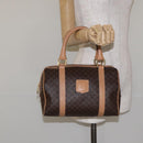 CELINE Macadam Canvas Hand Bag PVC Leather Brown Gold Auth yk18680-21