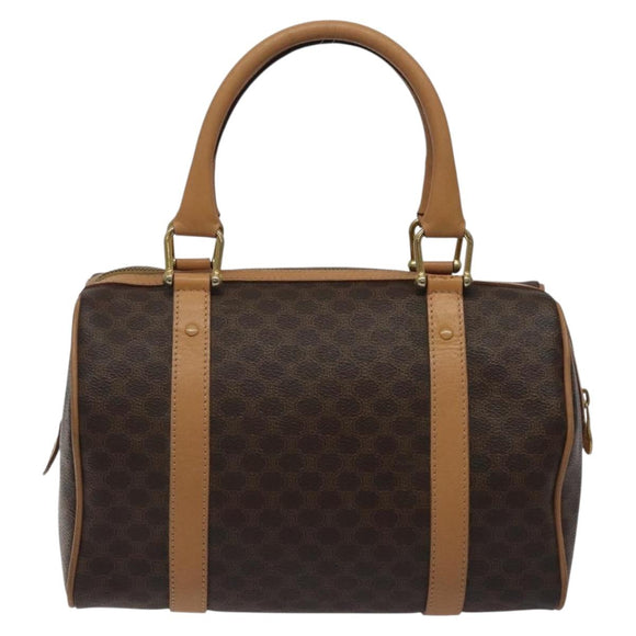 CELINE Macadam Canvas Hand Bag PVC Leather Brown Gold Auth yk18680