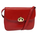 CELINE Shoulder Bag Leather Red Gold Auth yk18689-1