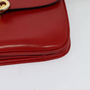 CELINE Shoulder Bag Leather Red Gold Auth yk18689-15