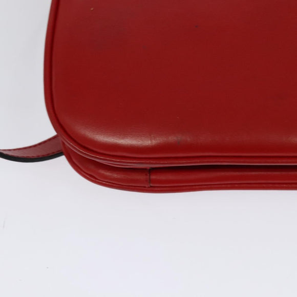 CELINE Shoulder Bag Leather Red Gold Auth yk18689