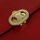 CELINE Shoulder Bag Leather Red Gold Auth yk18689-18