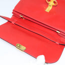 CELINE Shoulder Bag Leather Red Gold Auth yk18689-9