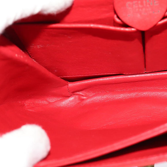 CELINE Shoulder Bag Leather Red Gold Auth yk18689