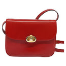 CELINE Shoulder Bag Leather Red Gold Auth yk18689-13