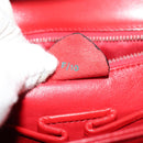 CELINE Shoulder Bag Leather Red Gold Auth yk18689-12