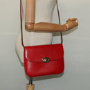 CELINE Shoulder Bag Leather Red Gold Auth yk18689-23