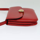 CELINE Shoulder Bag Leather Red Gold Auth yk18689-3