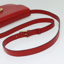 CELINE Shoulder Bag Leather Red Gold Auth yk18689-7