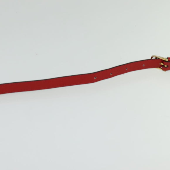 CELINE Shoulder Bag Leather Red Gold Auth yk18689