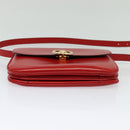 CELINE Shoulder Bag Leather Red Gold Auth yk18689-5
