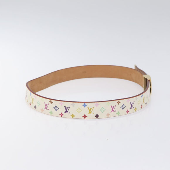 LOUIS VUITTON Monogram Multicolor Ceinture Care Belt White LV Auth yk18692