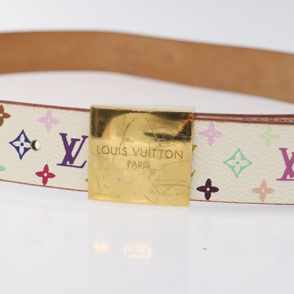 LOUIS VUITTON Monogram Multicolor Ceinture Care Belt White LV Auth yk18692