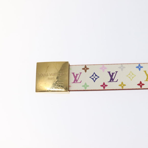 LOUIS VUITTON Monogram Multicolor Ceinture Care Belt White LV Auth yk18692
