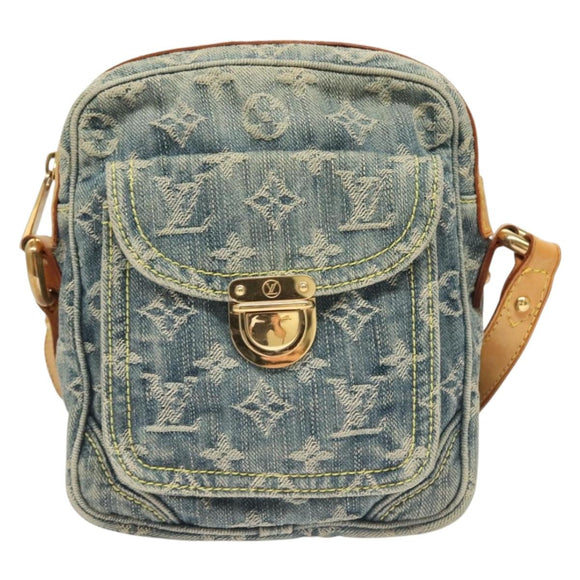LOUIS VUITTON Monogram Denim Camera Bag Shoulder Bag Blue M95348 LV Auth yk18693