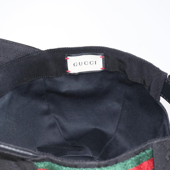 GUCCI GG Canvas Web Sherry Line Cap M Black Red Green 200035 Auth yk18705