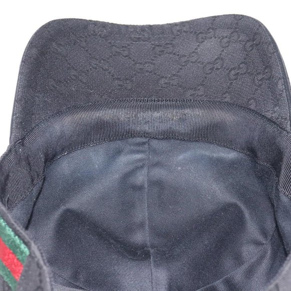 GUCCI GG Canvas Web Sherry Line Cap M Black Red Green 200035 Auth yk18705