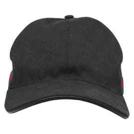 GUCCI GG Canvas Web Sherry Line Cap M Black Red Green 200035 Auth yk18705 - 0
