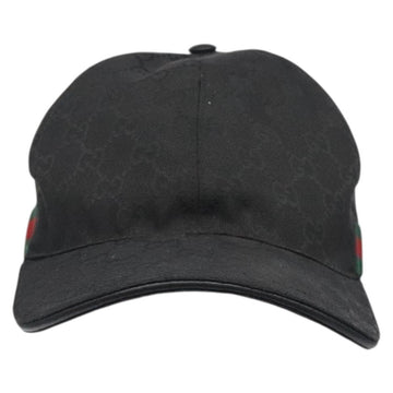 GUCCI GG Canvas Web Sherry Line Cap M Black Red Green 200035 Auth yk18705 - 0