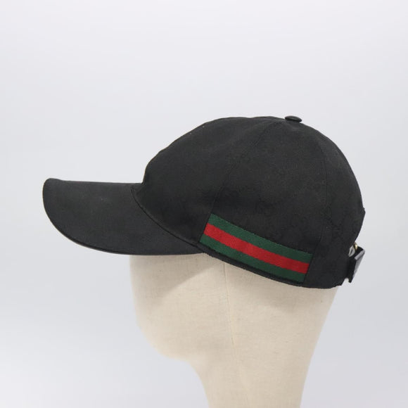 GUCCI GG Canvas Web Sherry Line Cap M Black Red Green 200035 Auth yk18705