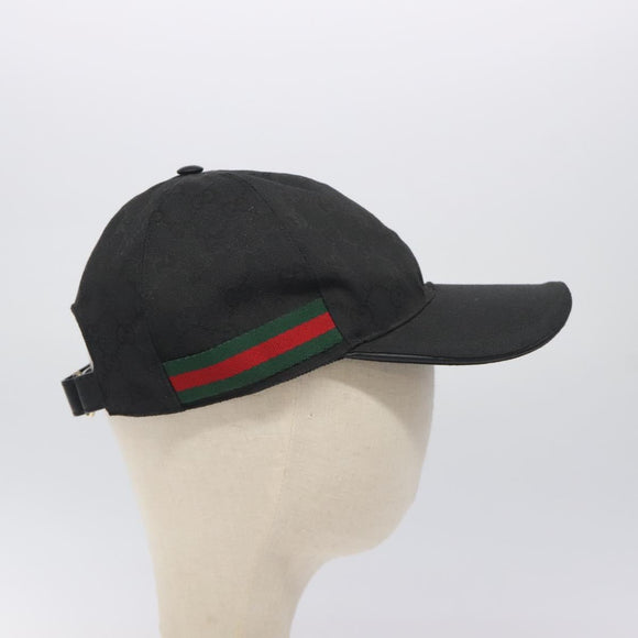 GUCCI GG Canvas Web Sherry Line Cap M Black Red Green 200035 Auth yk18705