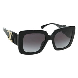 CHANEL COCO Mark Sunglasses plastic Black CC Auth yk18714A