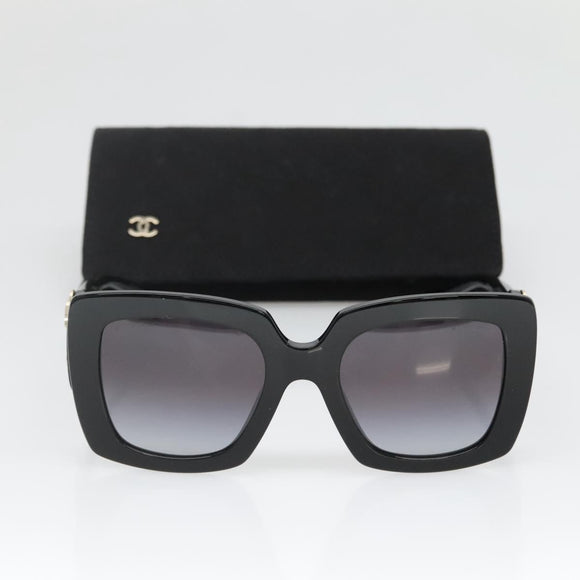 CHANEL COCO Mark Sunglasses plastic Black CC Auth yk18714V