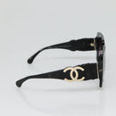 CHANEL COCO Mark Sunglasses plastic Black CC Auth yk18714V-4
