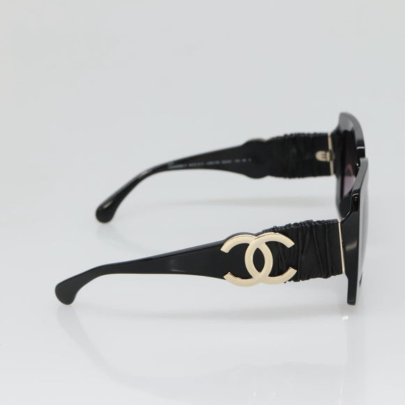 CHANEL COCO Mark Sunglasses plastic Black CC Auth yk18714V