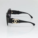CHANEL COCO Mark Sunglasses plastic Black CC Auth yk18714V-5