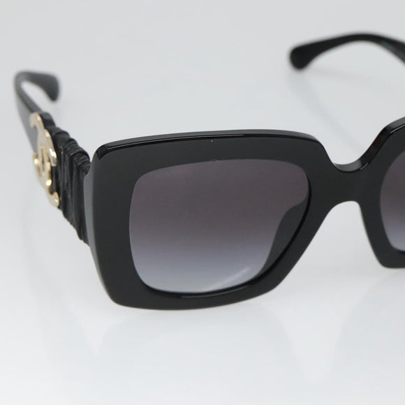 CHANEL COCO Mark Sunglasses plastic Black CC Auth yk18714V