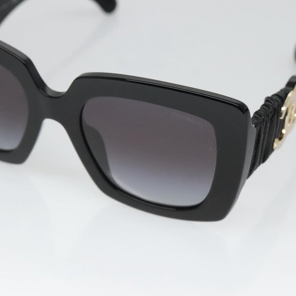 CHANEL COCO Mark Sunglasses plastic Black CC Auth yk18714V