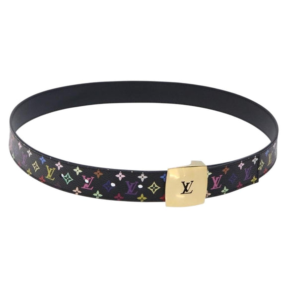 LOUIS VUITTON Multicolor Ceinture LV cut Belt Black M6890 LV Auth yk18733V
