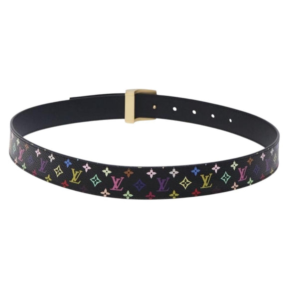 LOUIS VUITTON Multicolor Ceinture LV cut Belt Black M6890 LV Auth yk18733V