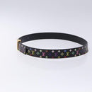 LOUIS VUITTON Multicolor Ceinture LV cut Belt Black M6890 LV Auth yk18733V-4