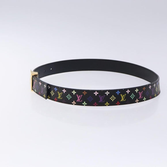 LOUIS VUITTON Multicolor Ceinture LV cut Belt Black M6890 LV Auth yk18733V